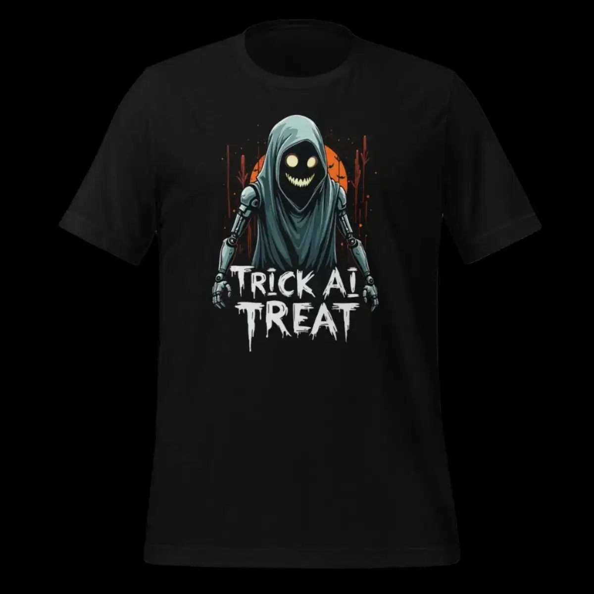 Trick AI Treat Ghost Robot T-Shirt 2 (unisex) 🎃