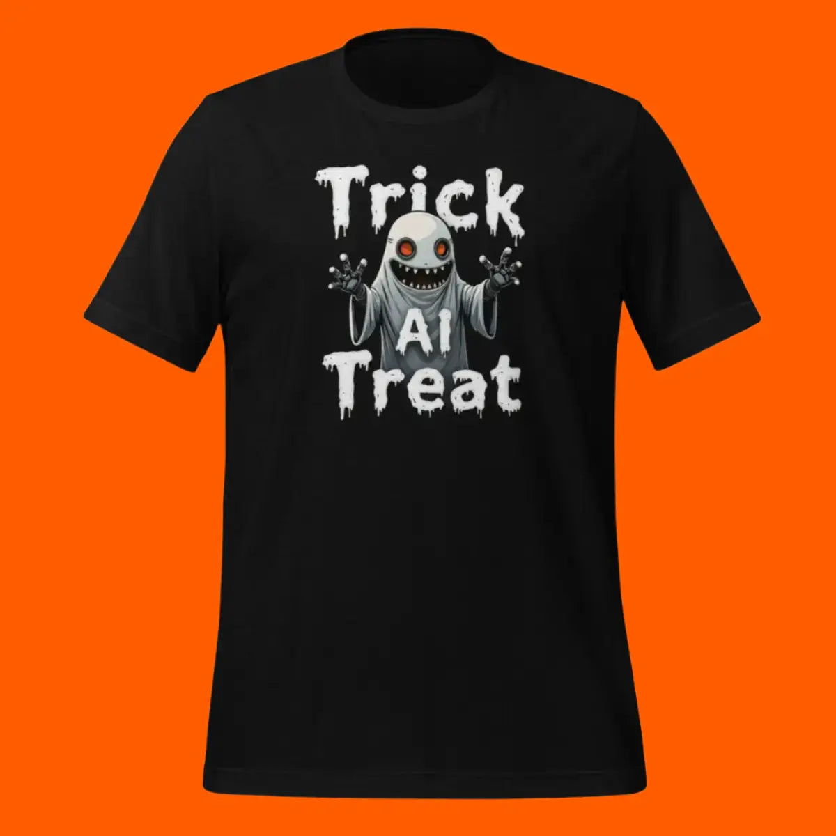 Trick AI Treat Ghost Robot T-Shirt (unisex) 🎃