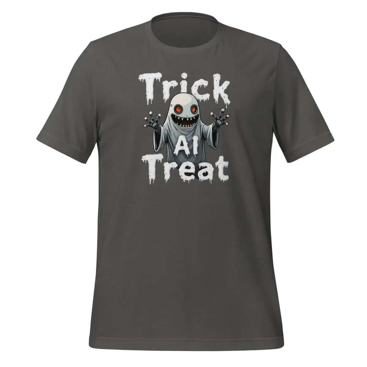 Trick AI Treat Ghost Robot T-Shirt (unisex) 🎃 - Asphalt / M