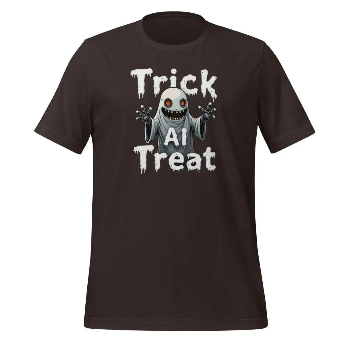 Trick AI Treat Ghost Robot T-Shirt (unisex) 🎃 - Brown / M