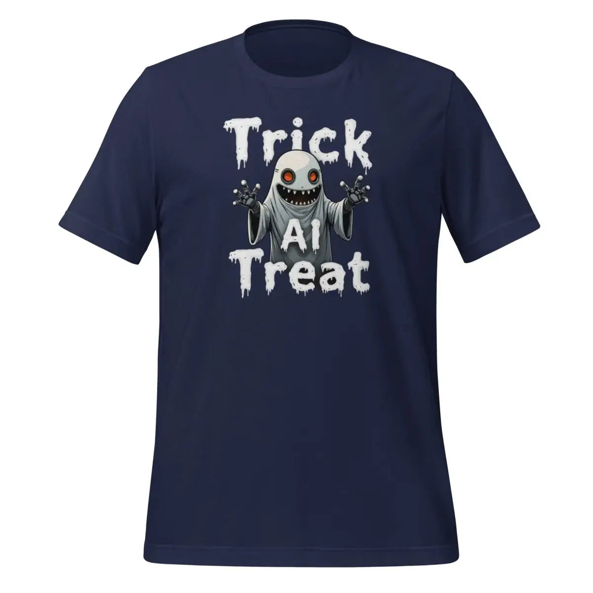 Trick AI Treat Ghost Robot T-Shirt (unisex) 🎃 - Navy / M