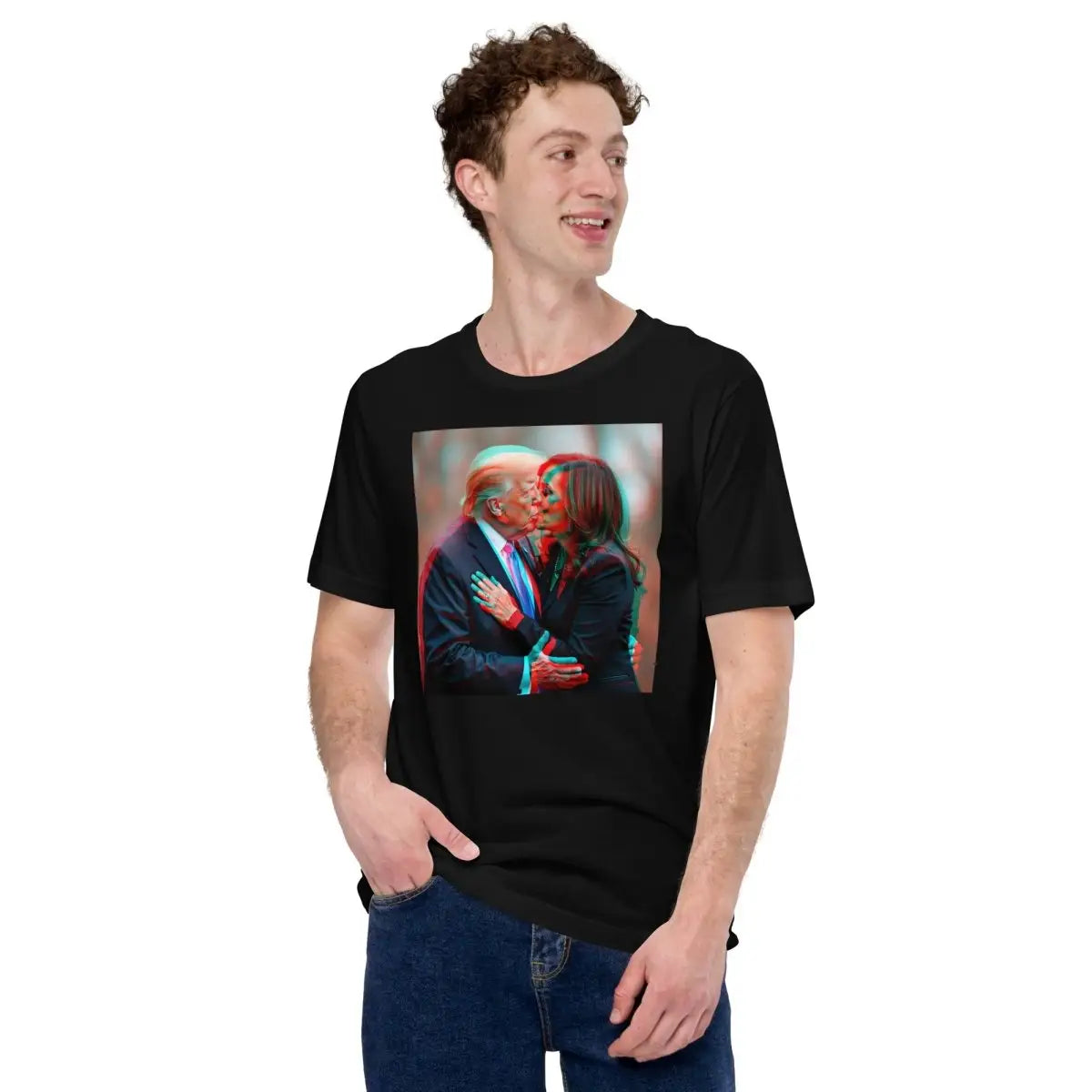 Trump Kissing Kamala Stereoscopic 3D Effect T-Shirt (unisex)