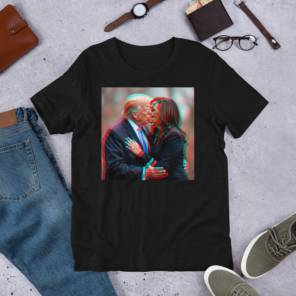 Trump Kissing Kamala Stereoscopic 3D Effect T-Shirt (unisex) - Black - AI Store