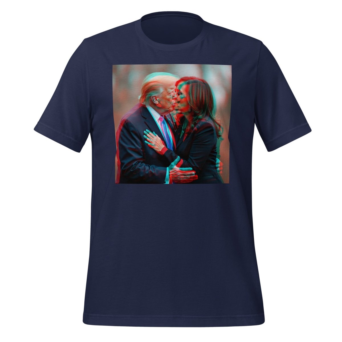 Trump Kissing Kamala Stereoscopic 3D Effect T-Shirt (unisex) - Navy - AI Store