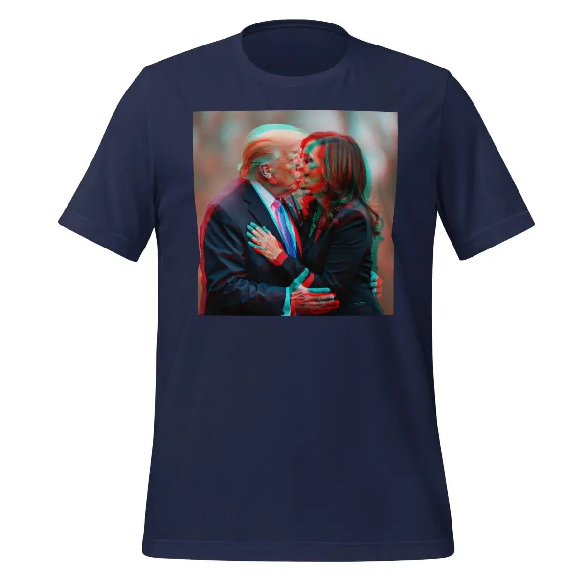 Trump Kissing Kamala Stereoscopic 3D Effect T-Shirt (unisex) - Navy / M