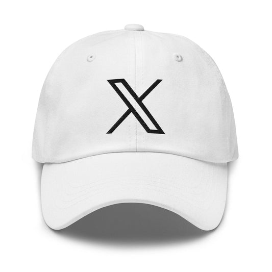 Twitter X Black Logo Embroidered Cap - White - AI Store