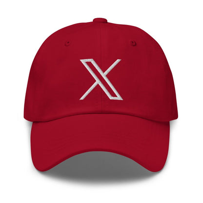 Twitter X Logo Embroidered Cap - Cranberry - AI Store