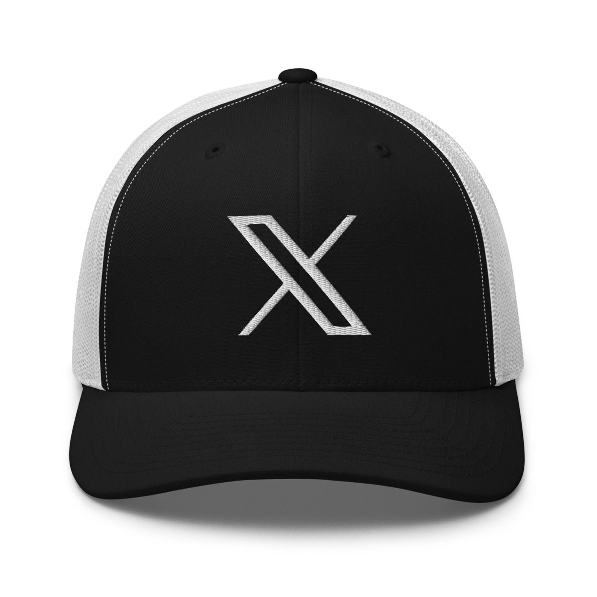 Twitter X Logo Embroidered Trucker Cap - Black/ White - AI Store