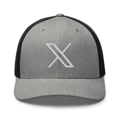 Twitter X Logo Embroidered Trucker Cap - Heather/ Black - AI Store