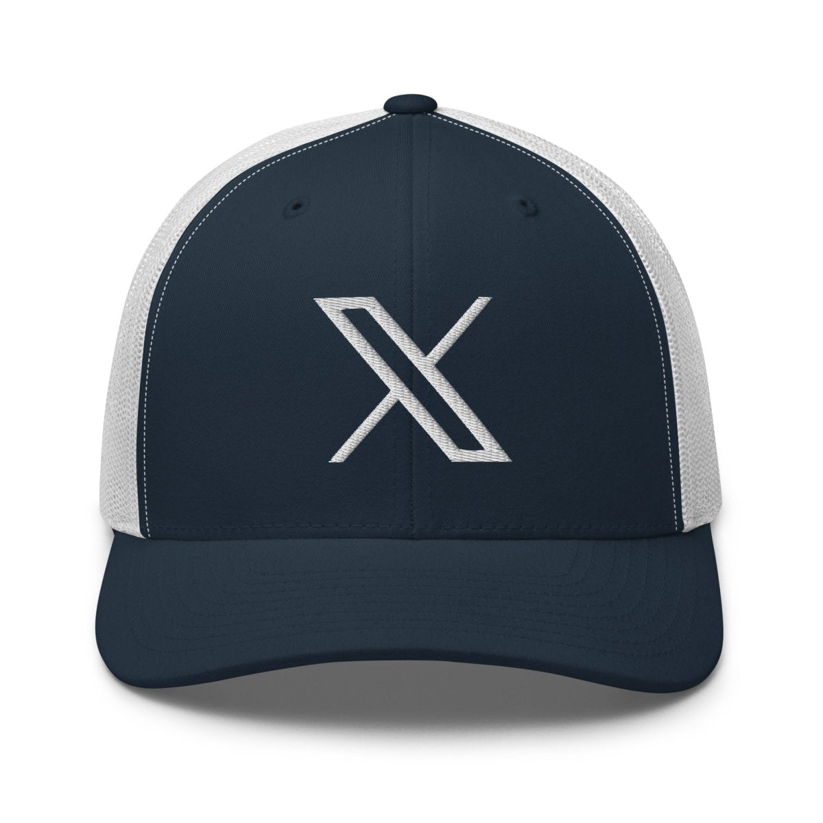 Twitter X Logo Embroidered Trucker Cap - Navy/ White - AI Store
