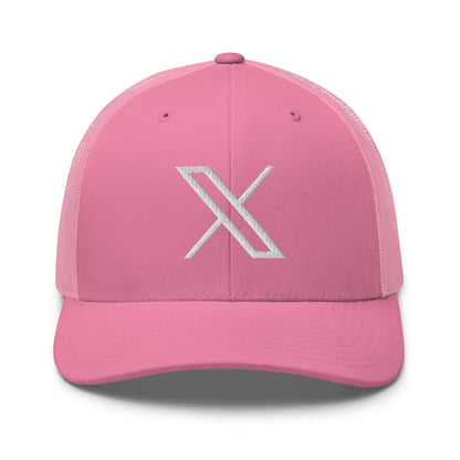 Twitter X Logo Embroidered Trucker Cap - Pink - AI Store