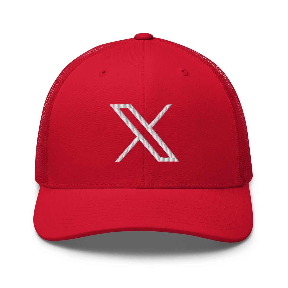 Twitter X Logo Embroidered Trucker Cap - Red - AI Store