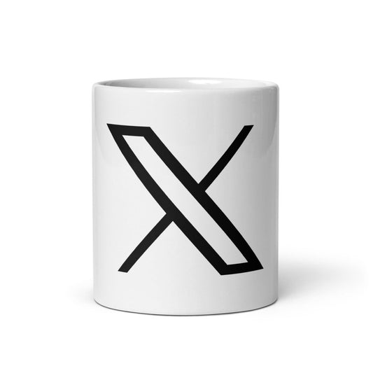 Twitter X Logo White Glossy Mug - 11 oz - AI Store