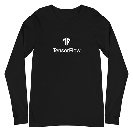 TensorFlow 2 White Stacked Logo Long Sleeve T-Shirt (unisex)