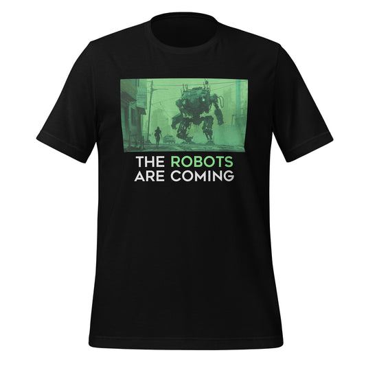 The Robots Are Coming (Green) T - Shirt 1.1 (unisex) - Black - AI Store