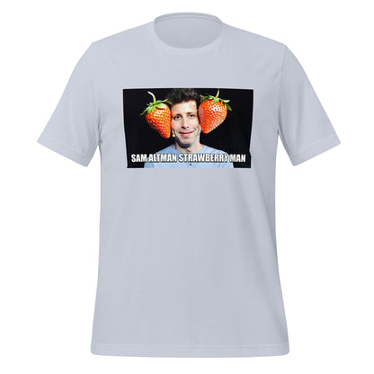 Sam Altman Strawberry Man Meme T-Shirt (unisex) - Light Blue - AI Store