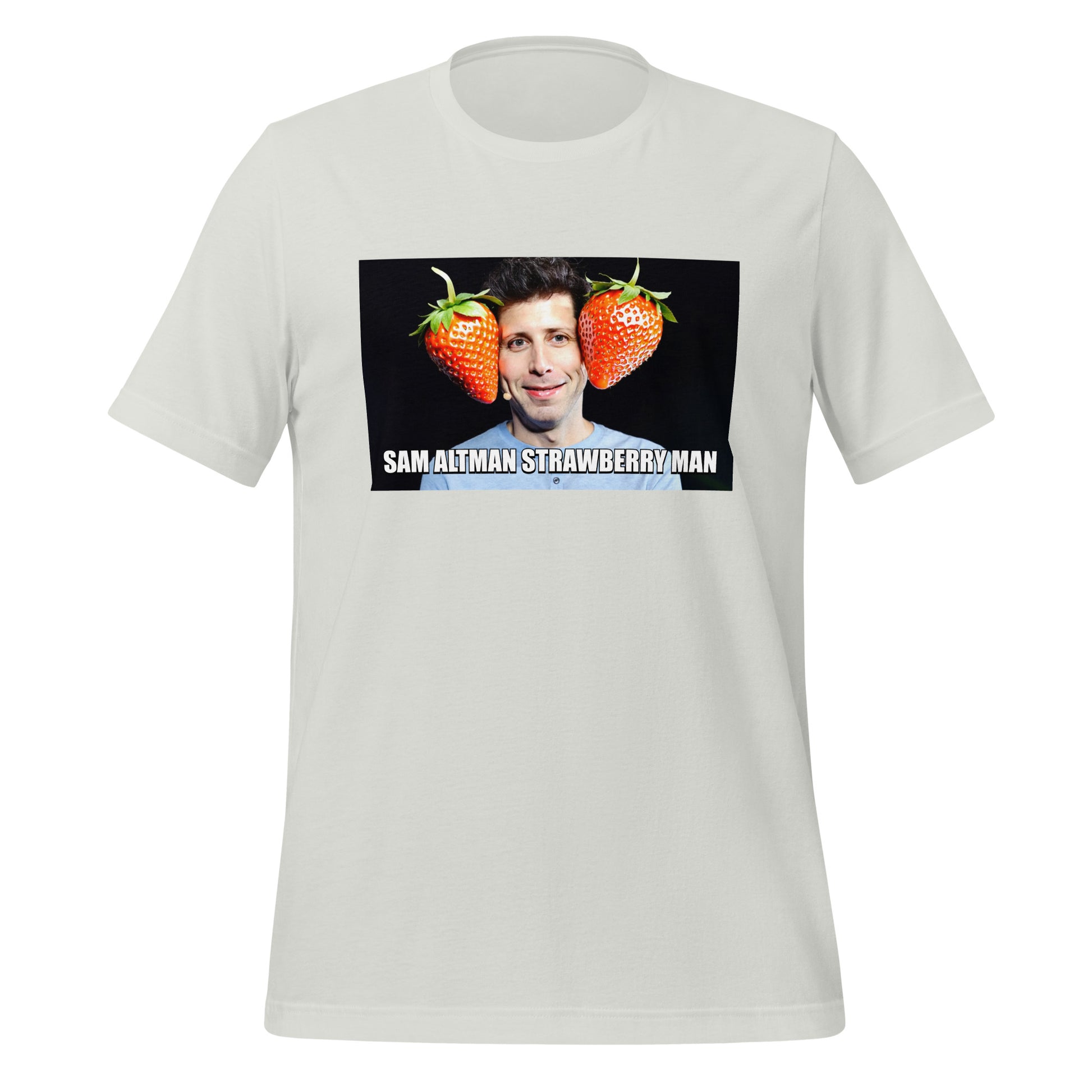 Sam Altman Strawberry Man Meme T-Shirt (unisex) - Silver - AI Store