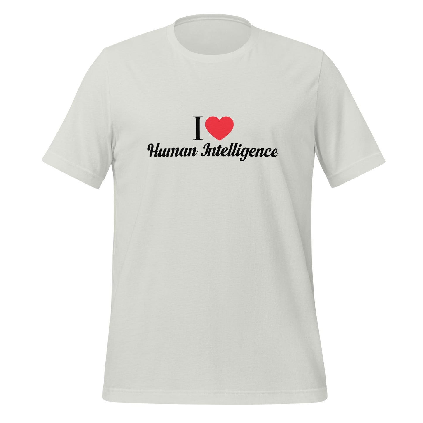 Heart Human Intelligence T-Shirt (unisex) - Silver / M + 2024 AI Store Discount Code