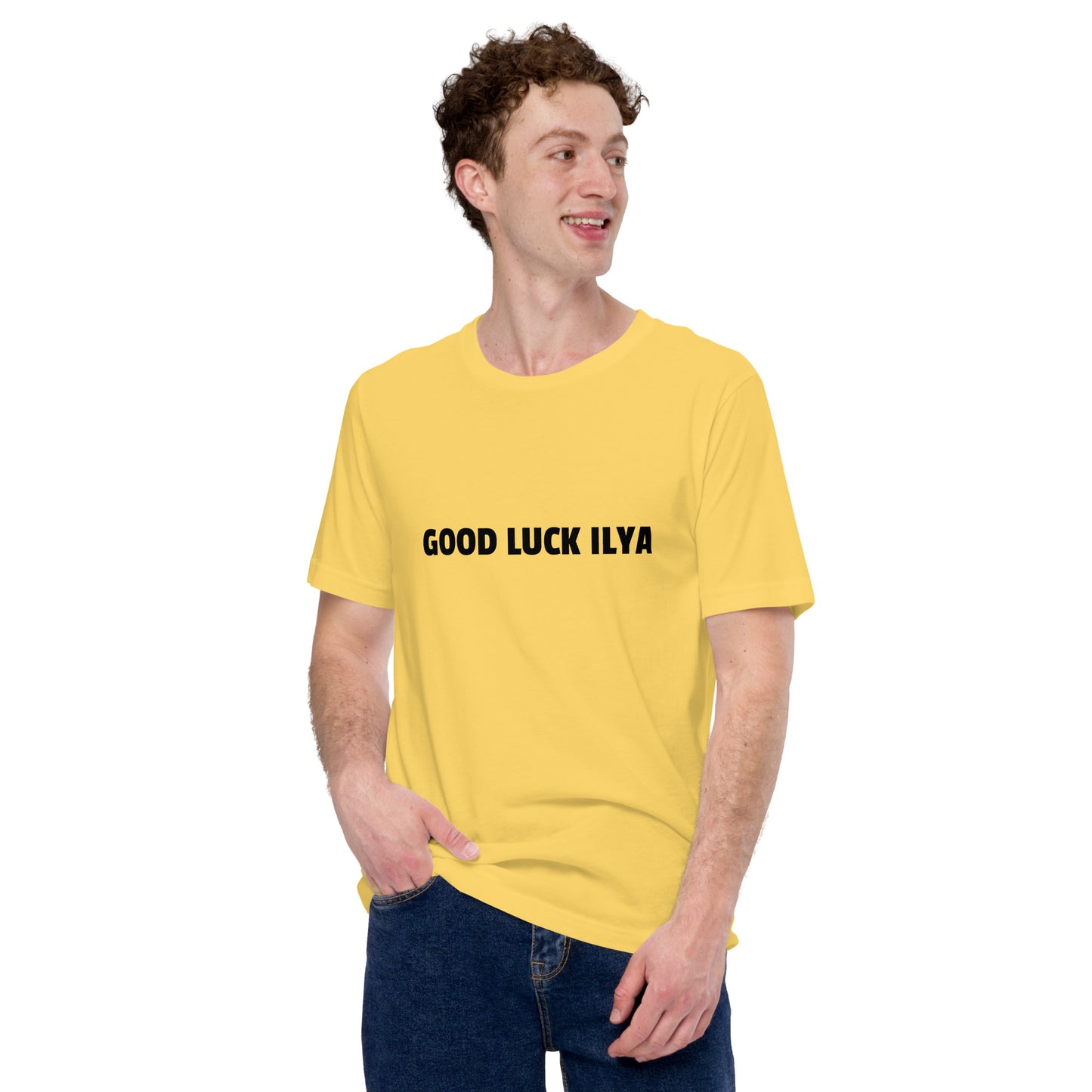 GOOD LUCK ILYA T - Shirt (unisex) - Yellow - AI Store