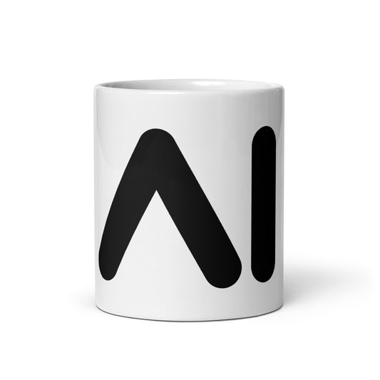 AI Black Logo on White Glossy Mug
