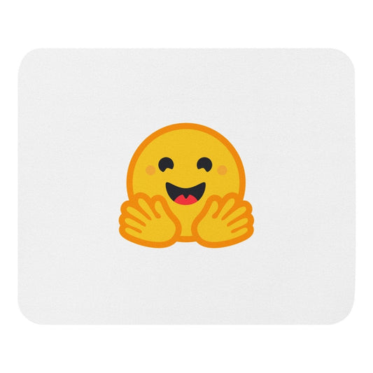 White Hugging Face Icon Mouse Pad - AI Store