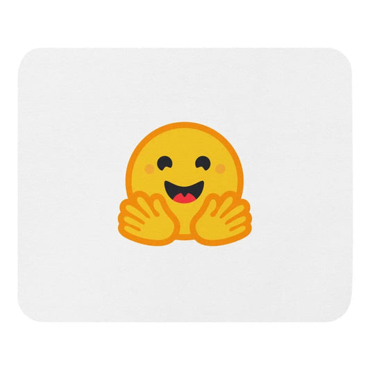 White Hugging Face Icon Mouse Pad