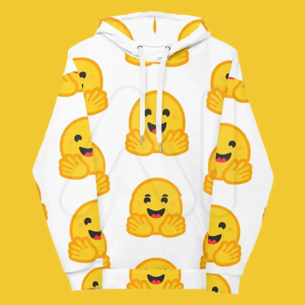 White Hugging Face Icons Hoodie (unisex)