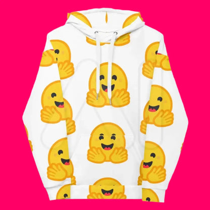 White Hugging Face Icons Hoodie (unisex)