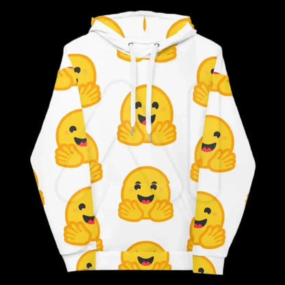 White Hugging Face Icons Hoodie (unisex)