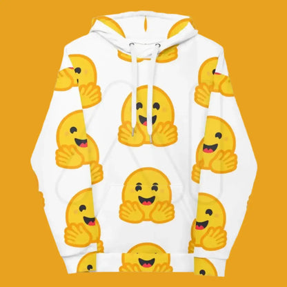 White Hugging Face Icons Hoodie (unisex)