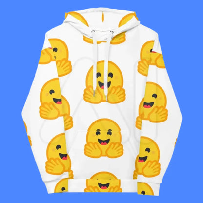 White Hugging Face Icons Hoodie (unisex)