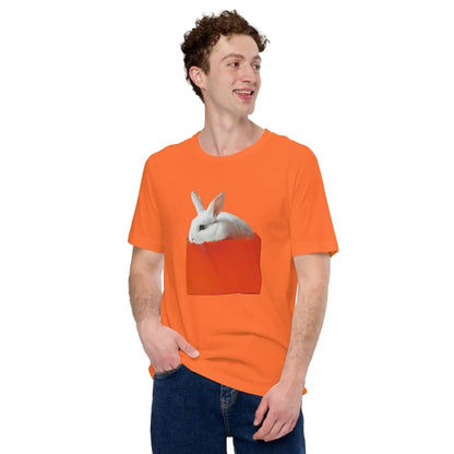 White rabbit in Orange Box T-Shirt (unisex)