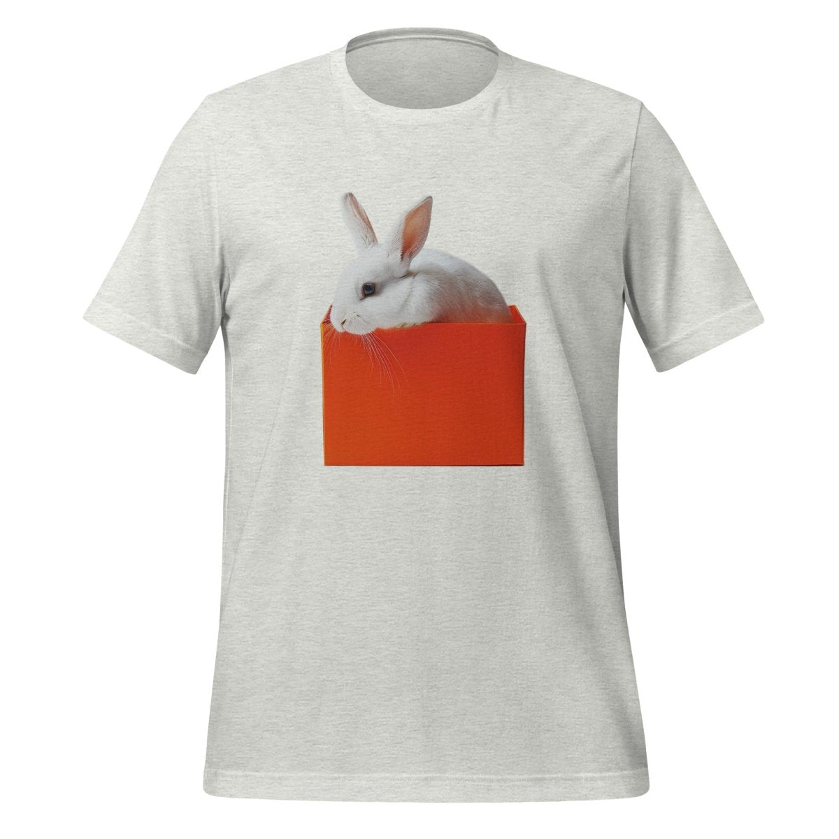 White rabbit in Orange Box T-Shirt (unisex) - Ash - AI Store