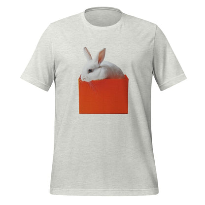 White rabbit in Orange Box T-Shirt (unisex) - Ash - AI Store