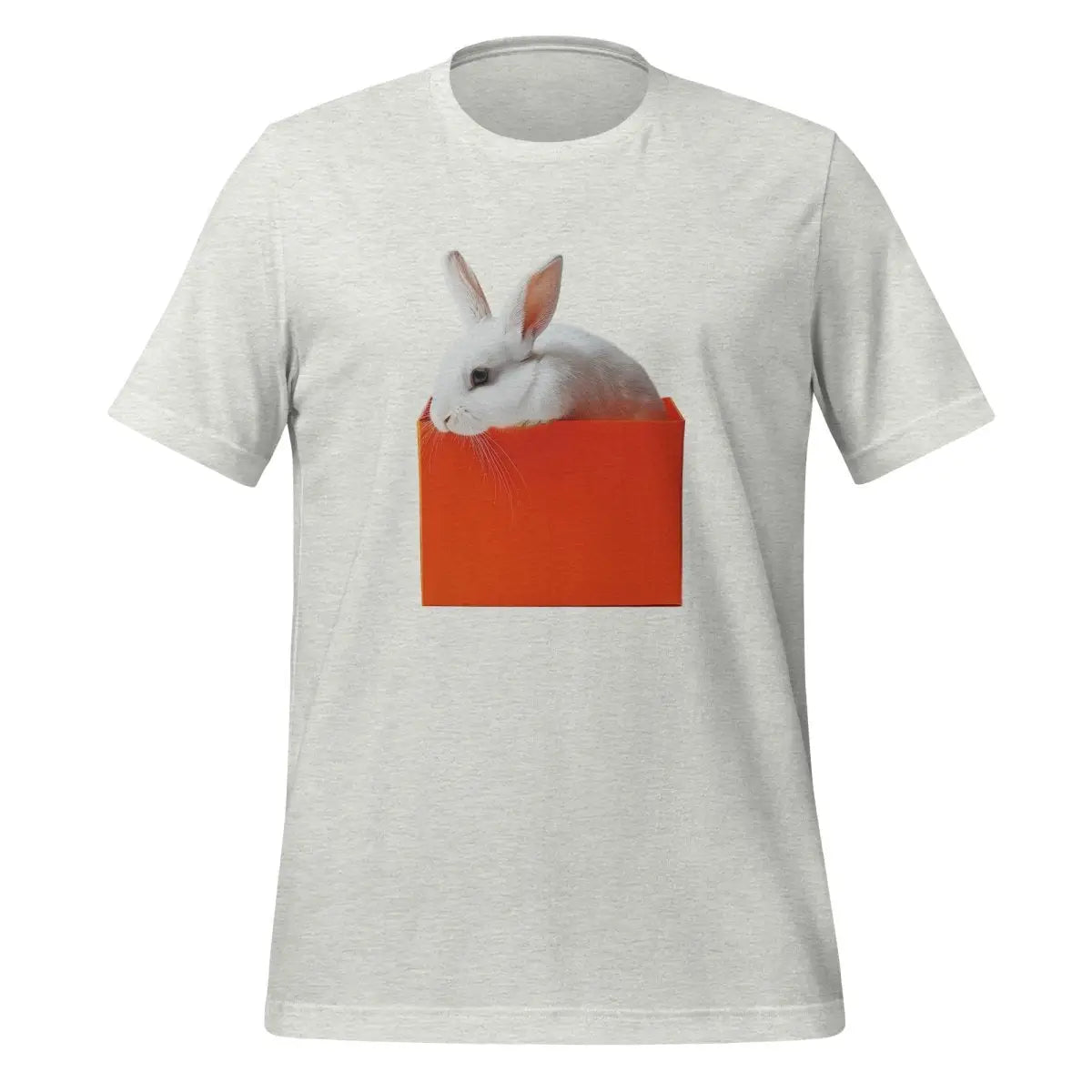 White rabbit in Orange Box T-Shirt (unisex) - Ash / M