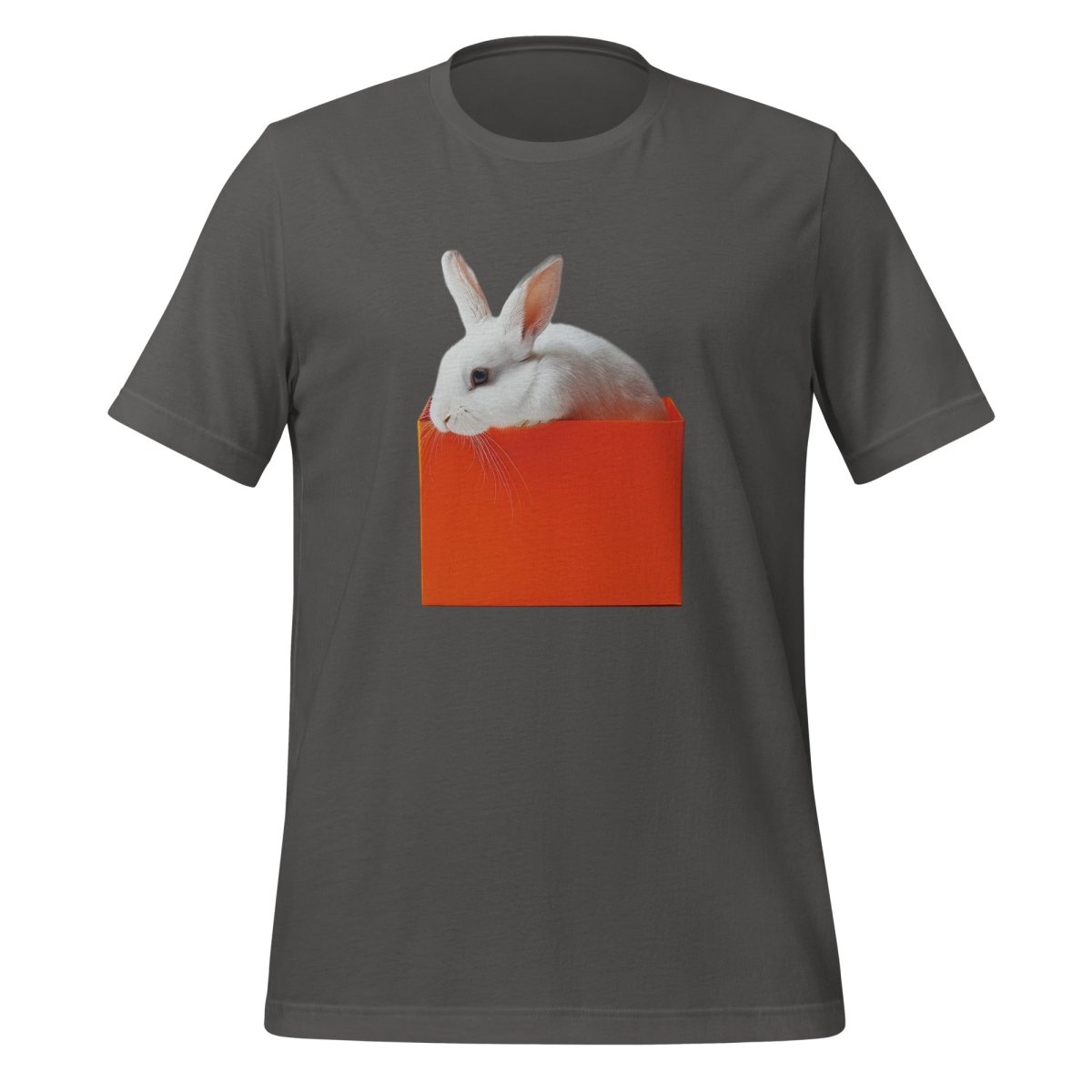 White rabbit in Orange Box T-Shirt (unisex) - Asphalt - AI Store