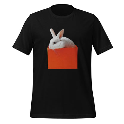 White rabbit in Orange Box T-Shirt (unisex) - Black - AI Store