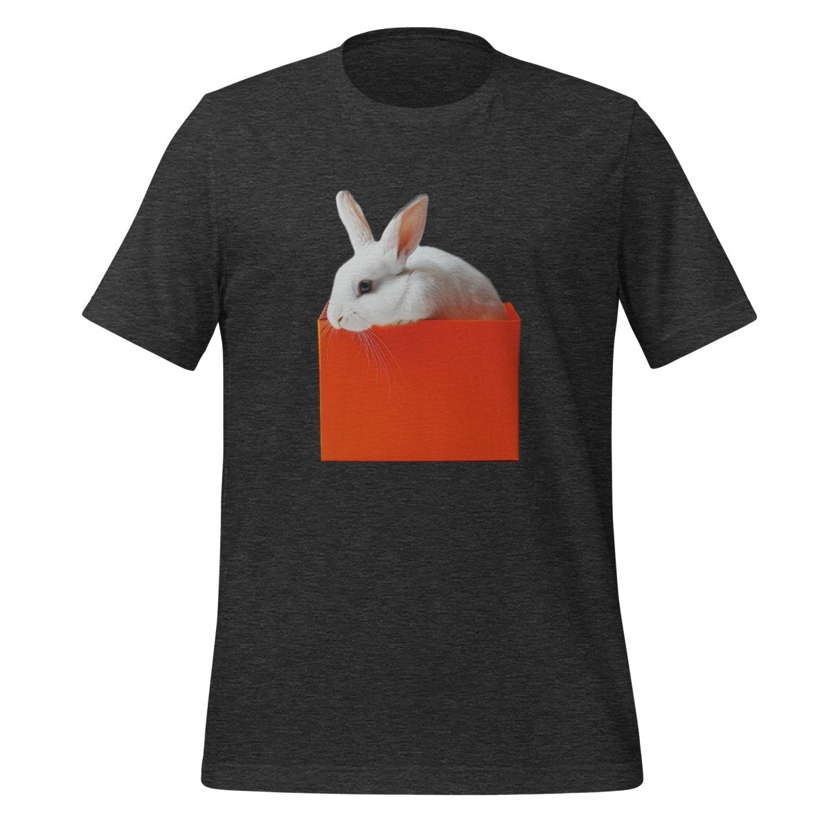 White rabbit in Orange Box T-Shirt (unisex) - Dark Grey Heather - AI Store