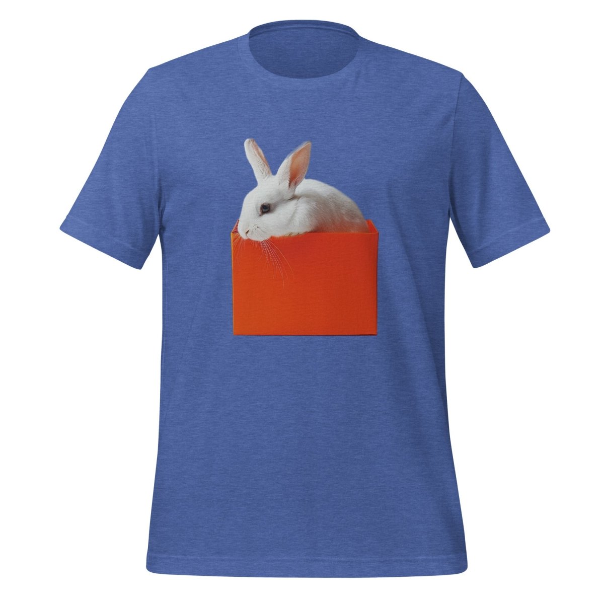 White rabbit in Orange Box T-Shirt (unisex) - Heather True Royal - AI Store