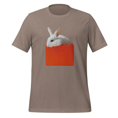 White rabbit in Orange Box T-Shirt (unisex) - Pebble / M