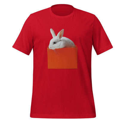 White rabbit in Orange Box T-Shirt (unisex) - Red - AI Store