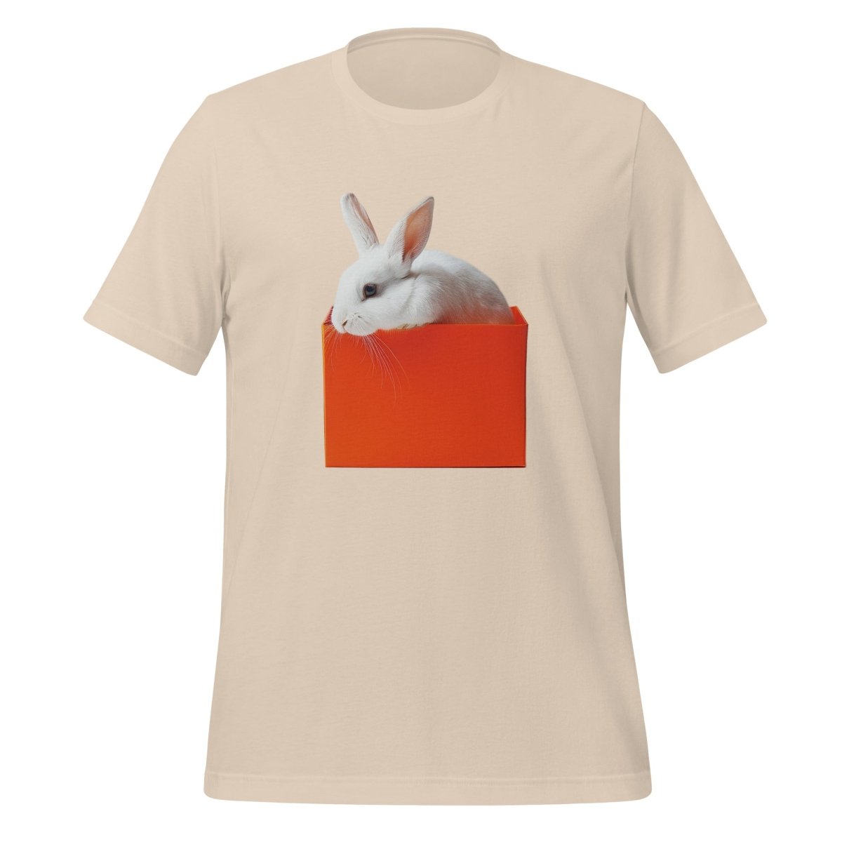 White rabbit in Orange Box T-Shirt (unisex) - Soft Cream - AI Store