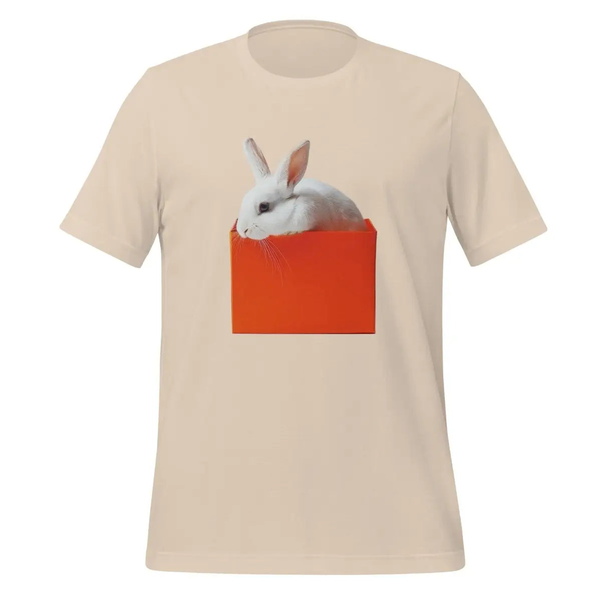 White rabbit in Orange Box T-Shirt (unisex) - Soft Cream / M