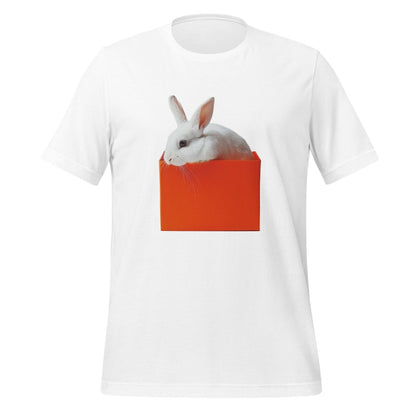 White rabbit in Orange Box T-Shirt (unisex) - White - AI Store