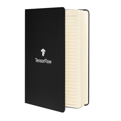 White Stacked TensorFlow 2 Logo Hardcover Bound Notebook - Black - AI Store