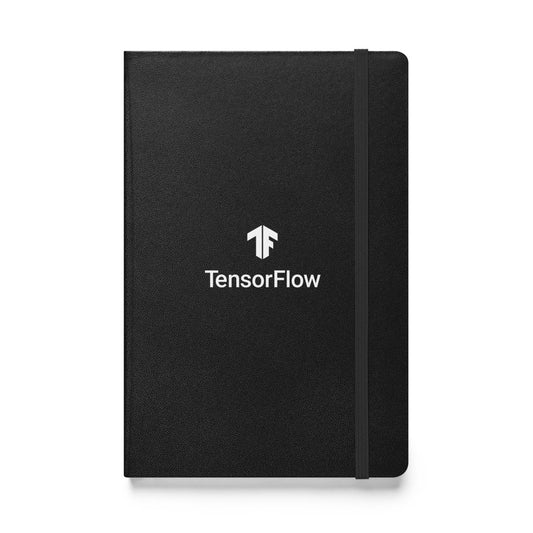 White Stacked TensorFlow 2 Logo Hardcover Bound Notebook - Black - AI Store