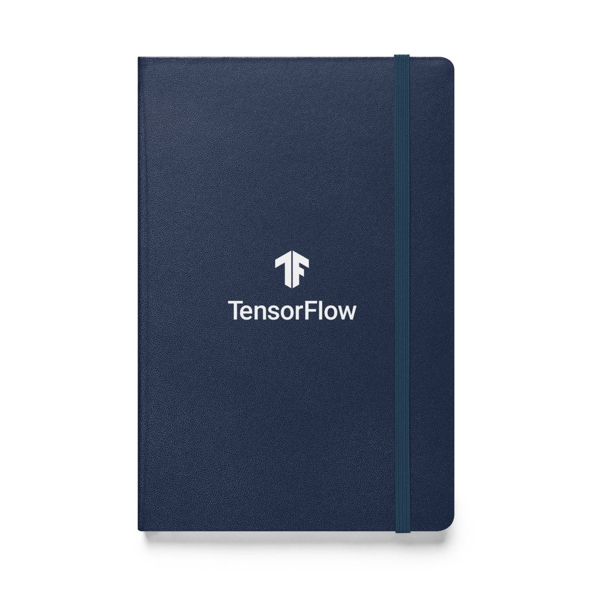 White Stacked TensorFlow 2 Logo Hardcover Bound Notebook - Navy - AI Store