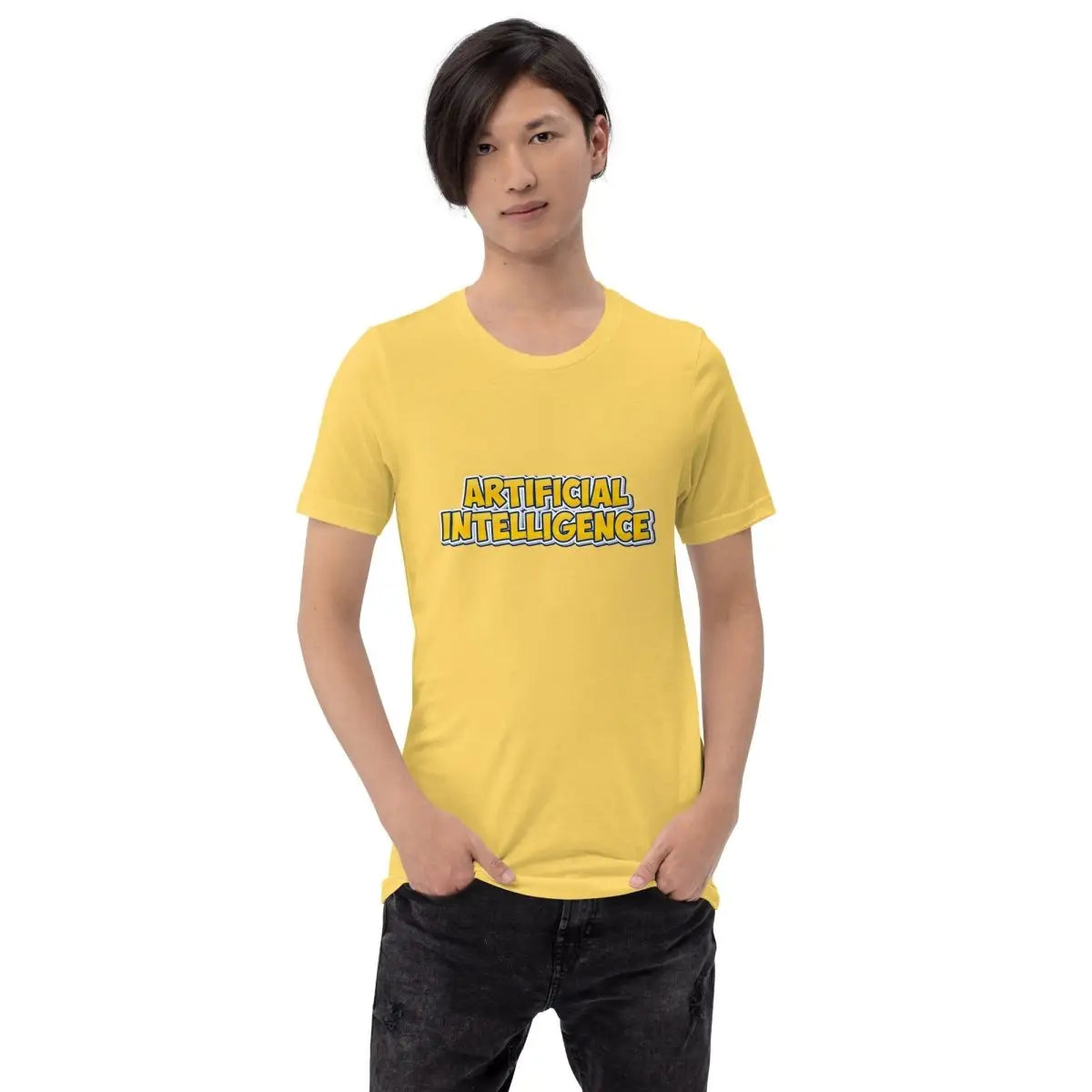 Yellow Comic Artificial Intelligence T-Shirt (unisex)