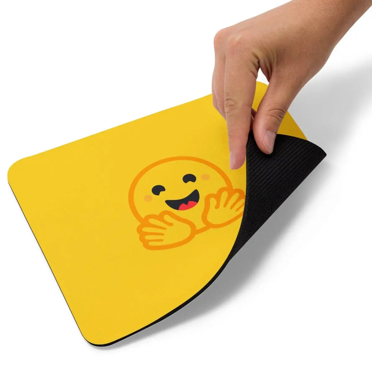 Yellow Hugging Face Icon Mouse Pad