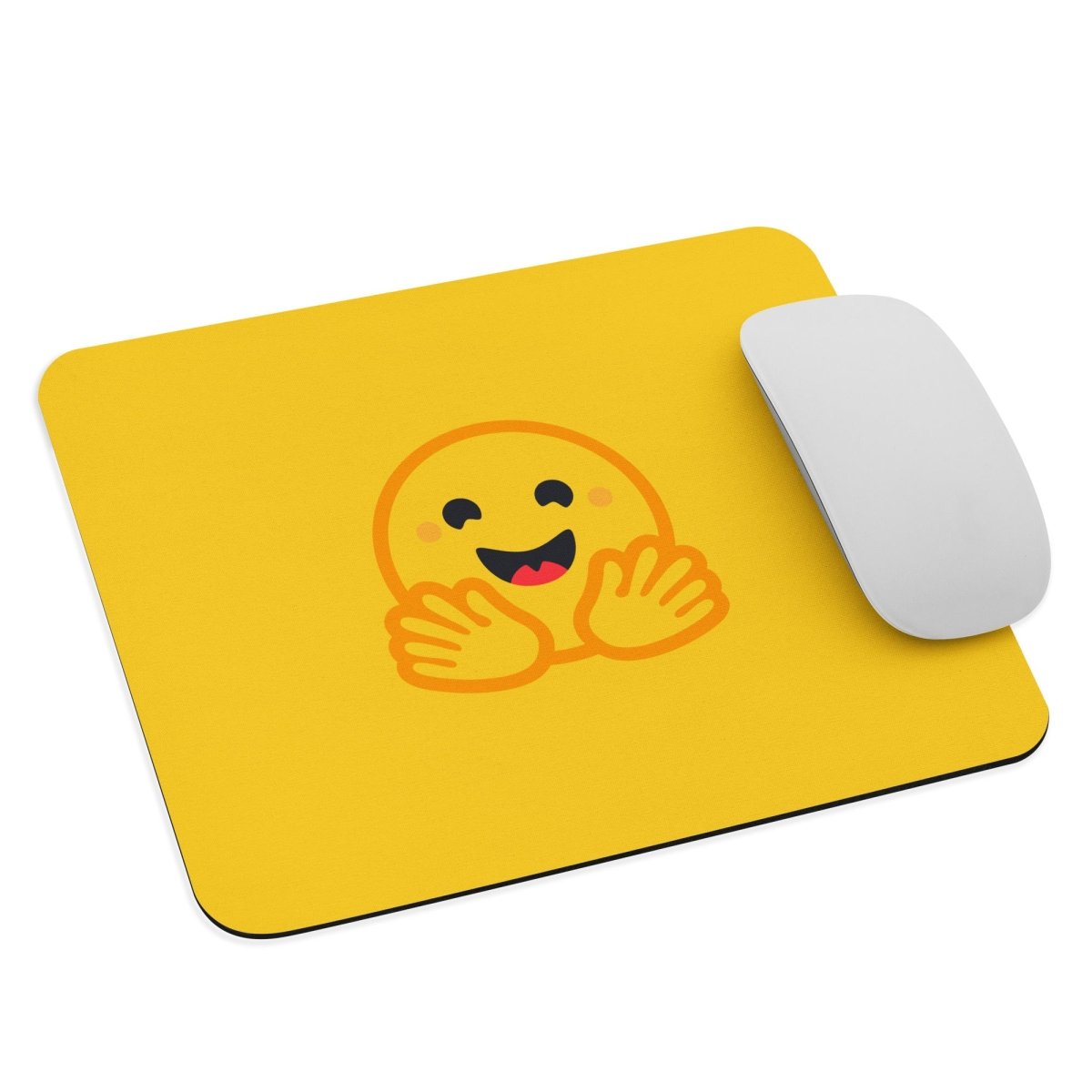 Yellow Hugging Face Icon Mouse Pad - AI Store